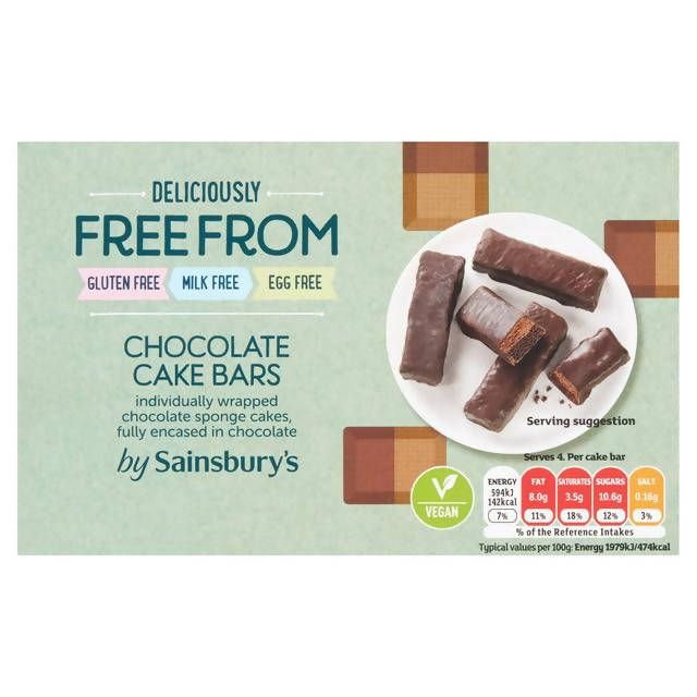 Sainsbury's Free From Chocolate Cake Bars x4 freefrom Sainsburys   