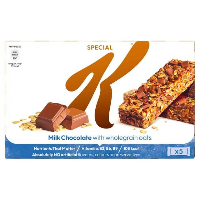 Kellogg's Special K Bar Milk Chocolate 5x27g cereal bars Sainsburys   