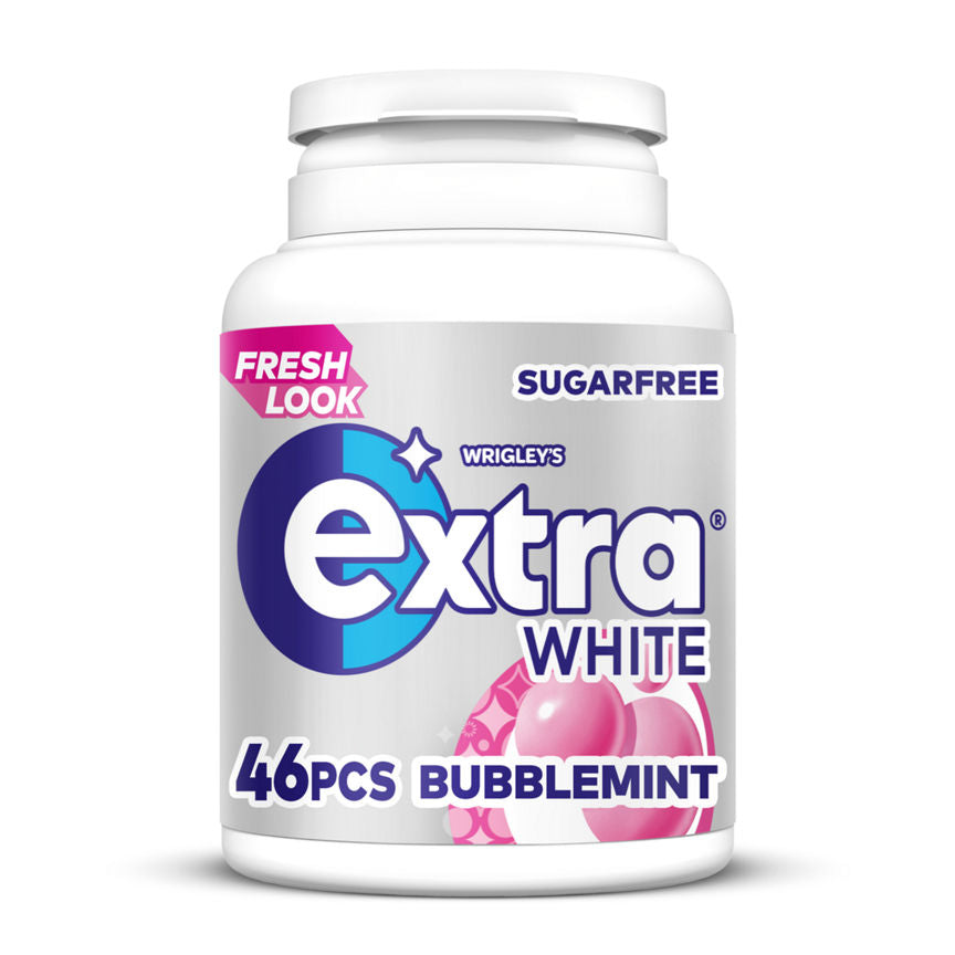 Wrigley's Extra White Bubblemint Chewing Gum Sugar Free Bottle 46 pieces GOODS ASDA   