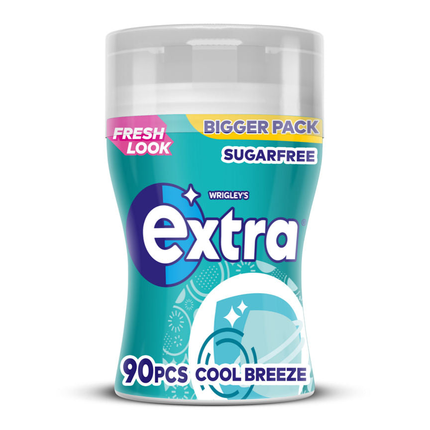 Wrigley's Extra Cool Breeze Chewing Gum Sugar Free Large Bottle 90 Pieces