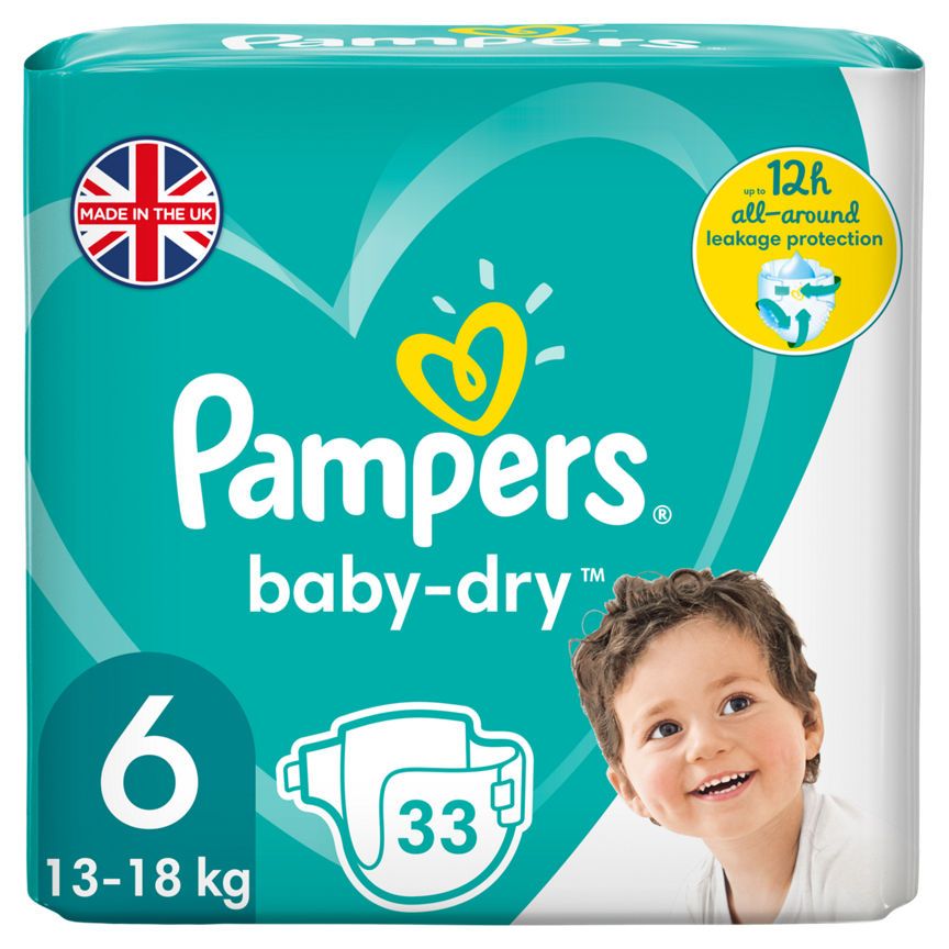 Pampers Baby-Dry Size 6 Nappies Essential Pack Nappies & Wipes ASDA   