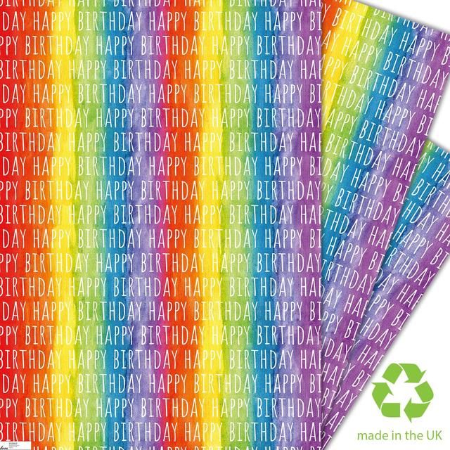 Rainbow Birthday Gift Wrap Sheets