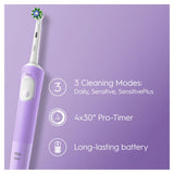 Oral B Vitality Pro Purple Electric Toothbrush Designed By Braun Dental ASDA   