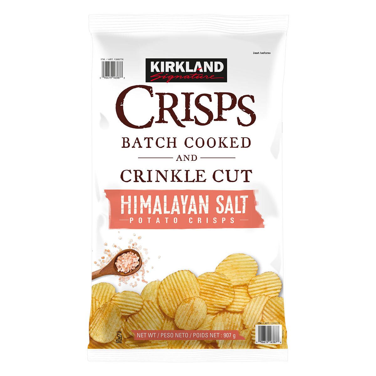 Kirkland Signature Himalayan Pink Salt Crinkle Cut Crisps, 907g GOODS Costco UK   