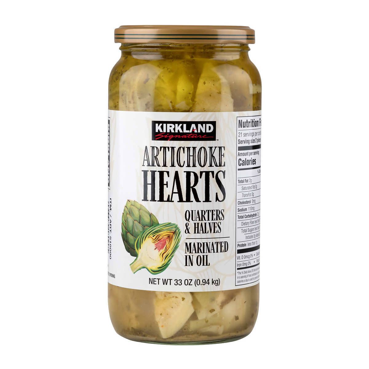 Kirkland Signature Artichoke Hearts Marinated in Vinegar &amp; Oil, 2 x 940g