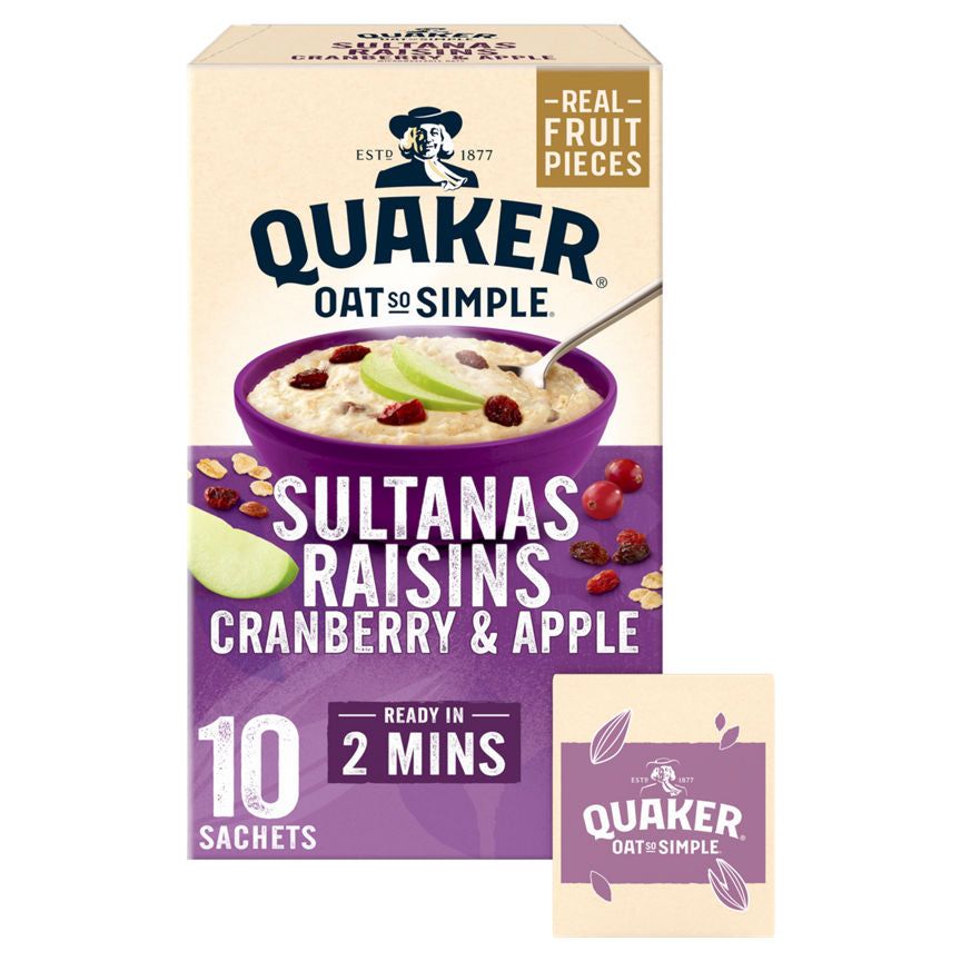 Quaker Oat So Simple Sultanas & Raisins Porridge 10 Pack Cereals ASDA   