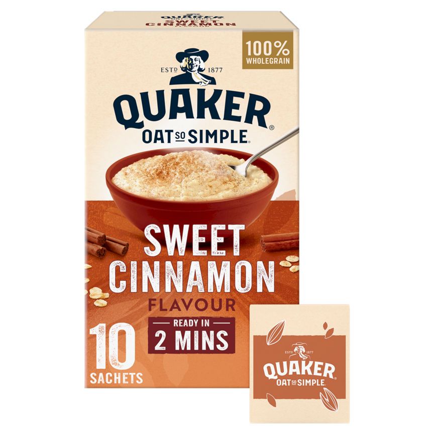 Quaker Oat So Simple Sweet Cinnamon Porridge 10 Pack Cereals ASDA   