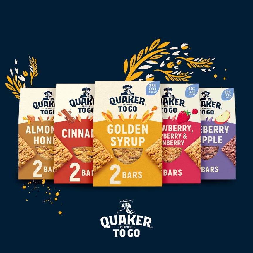 Quaker Oat Porridge To Go Golden Syrup Breakfast Bars Cereals ASDA   