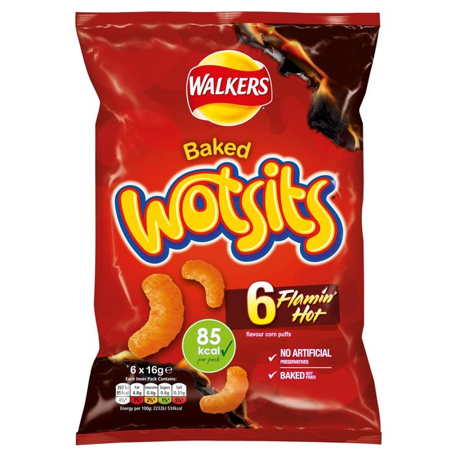 Walkers Wotsits Flamin Hot Snacks Crisps, Nuts & Snacking Fruit M&S   