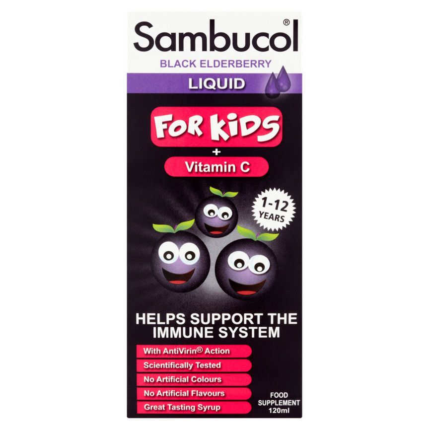 Sambucol Black Elderberry Liquid for Kids + Vitamin C 1-12 Years Baby healthcare ASDA   