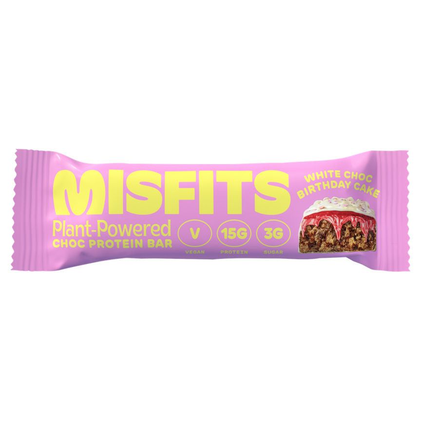 Misfits Plant-Powered Birthday Cake Protein Bar Sports Nutrition ASDA   