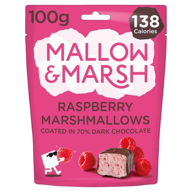 Mallow & Marsh Raspberry Marshmallows Coated in 70% Dark Chocolate