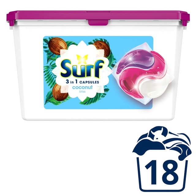 Surf 3-in-1 Coconut Bliss Washing Capsules 18 Washes