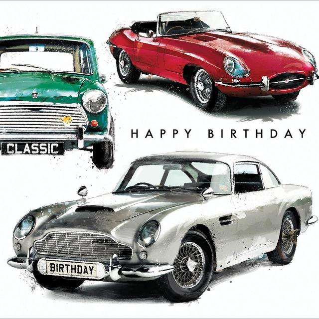 Vintage Cars Happy Birthday Card