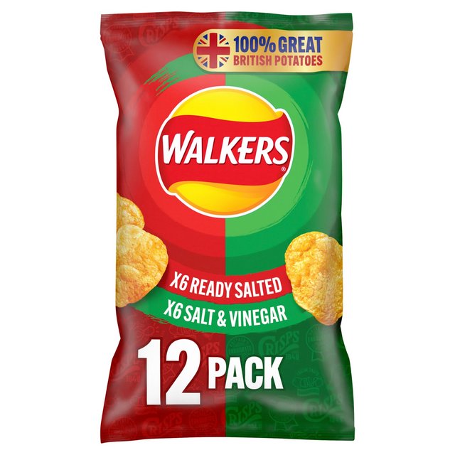 Walkers Ready Salted, Salt & Vinegar Variety Multipack Crisps