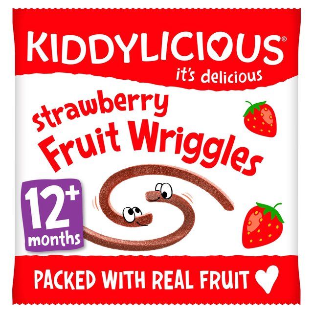 Kiddylicious Fruit Wriggles, strawberry, infant snack, 12months+