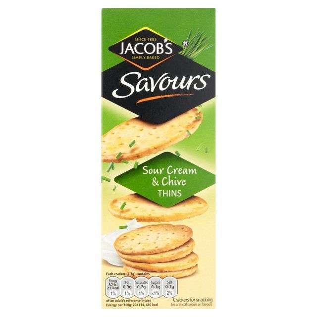 Jacob's Savours Sour Cream &amp; Chive Crackers   150g