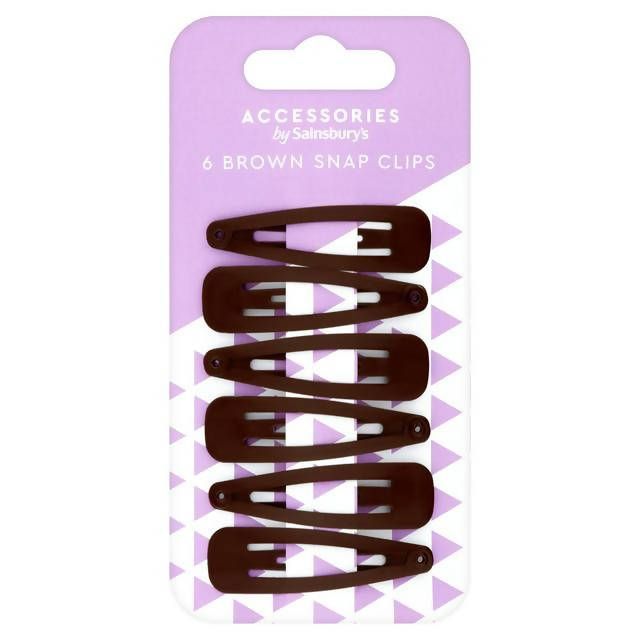 Sainsbury's Snap On Clips, Brown x6 Hair accessories Sainsburys   