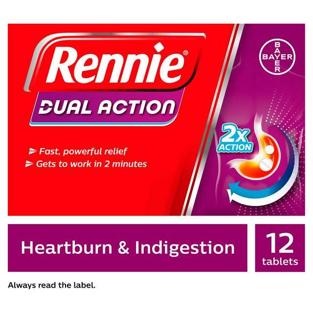 Rennie Dual Action Heartburn & Indigestion Chewable Tablets x12