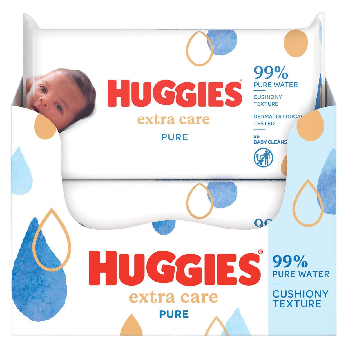 Huggies Pure Extra Care Baby Wipes, 8 x 56 Wipes