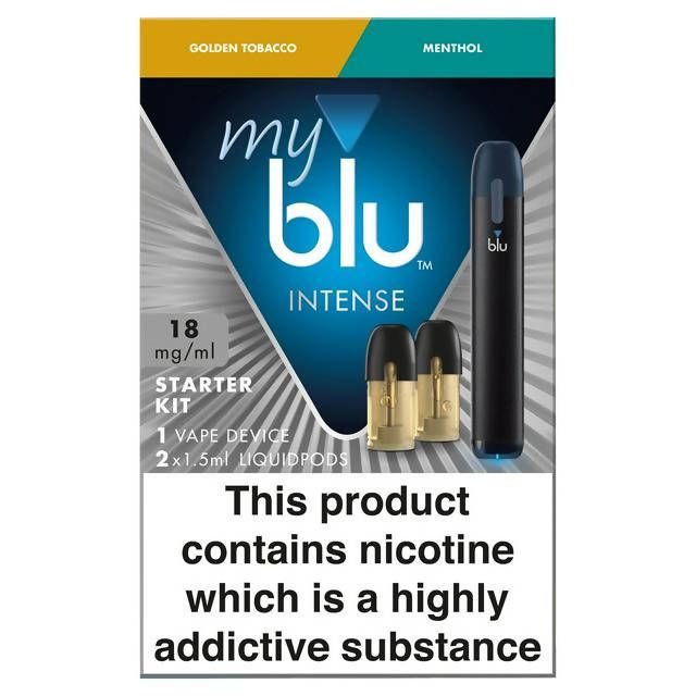 MyBlu Starter Kit Bundle 18mg/ml 2 x 1.5ml Intense Golden Tob & Menthol