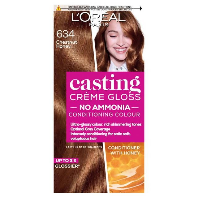 L'Oreal Paris Casting Creme Gloss Semi Permanent Hair Dye Chestnut Honey Brown 634 Brunette Sainsburys   