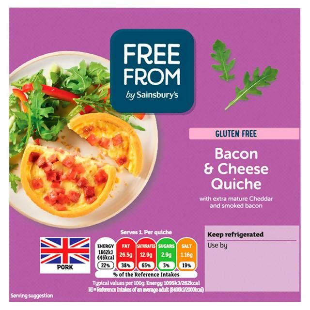 Sainsbury's Free From Cheese & Bacon Quiche 170g gluten free Sainsburys   