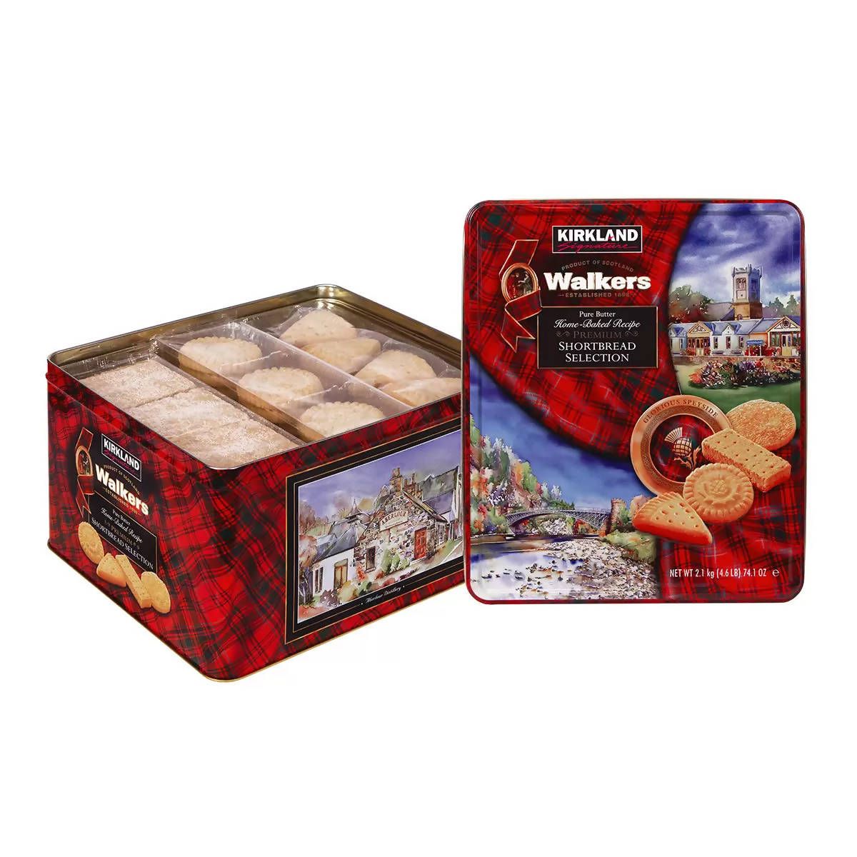 Kirkland Signature Walkers Premium Shortbread Selection, 2.1kg Tin Biscuits, Crackers & Bread Costco UK   