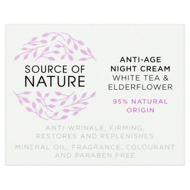 Source of Nature Anti-Age Night Cream White Tea & Elderflower 50ml GOODS Sainsburys   