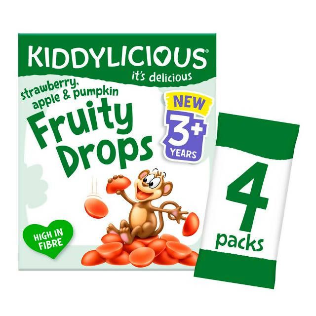 Kiddylicious Strawberry, Apple & Pumpkin Fruity Drops 3+ Years 4x16g