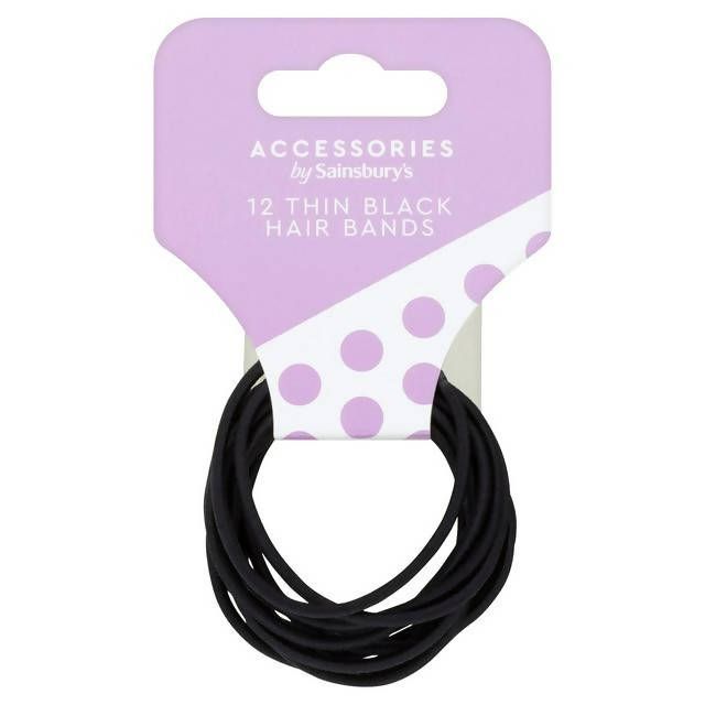 Sainsbury's Pony Tail Bands Thin Black x12