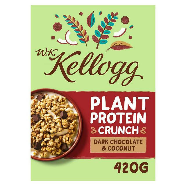 W.K Kellogg Plant Protein Crunch Dark Chocolate & Coconut Cereal 420g cereals Sainsburys   