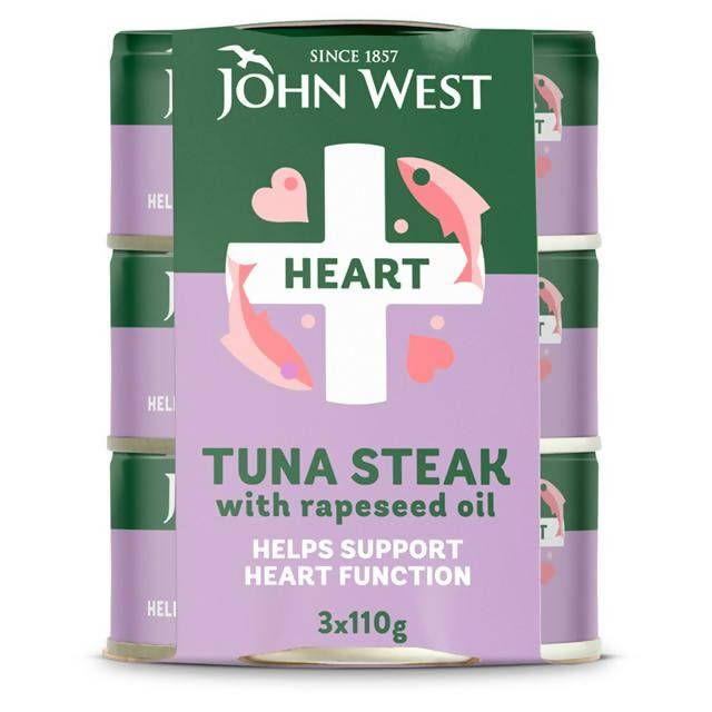 John West Heart No Drain Tuna Steak with Rapeseed Oil 3x110g