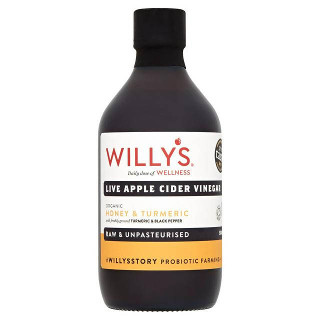 Willy's Organic Live Apple Cider Vinegar Honey & Turmeric 500ml GOODS Sainsburys   