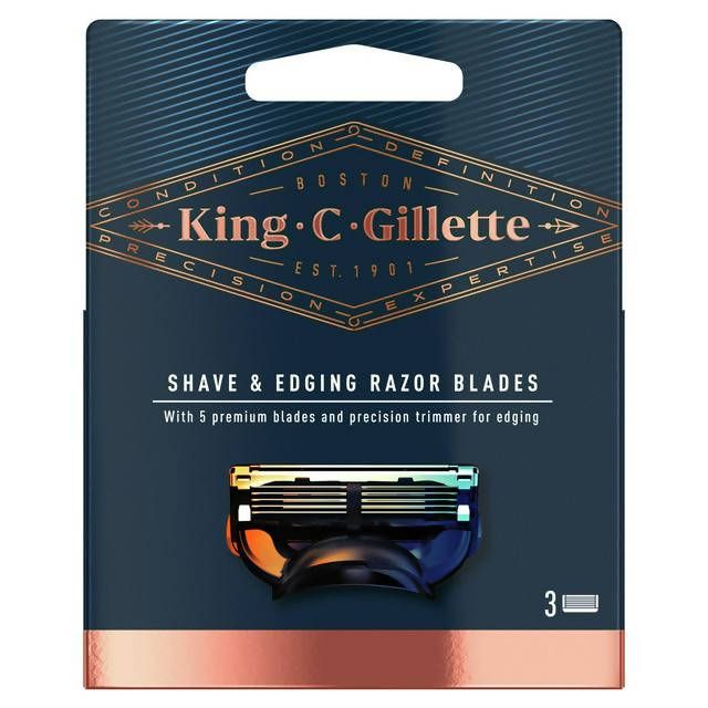 King C Gillette Shave & Edging Razor Blades Refills x3