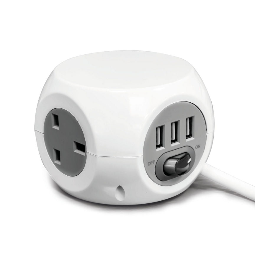 Status 3-Way Cube Socket - USB and Mains 1.4m GOODS ASDA   