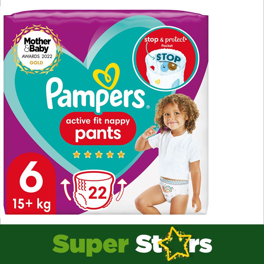 Pampers Active Fit Nappy Pants Size 6 Essential Pack Nappies & Wipes ASDA   