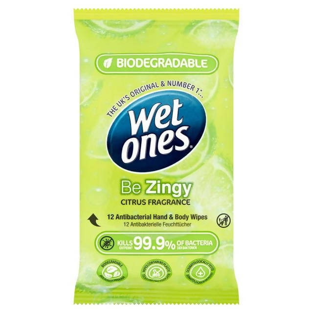 Wet Ones Zingy Antibacterial Hand Wipes x12 face & body skincare Sainsburys   