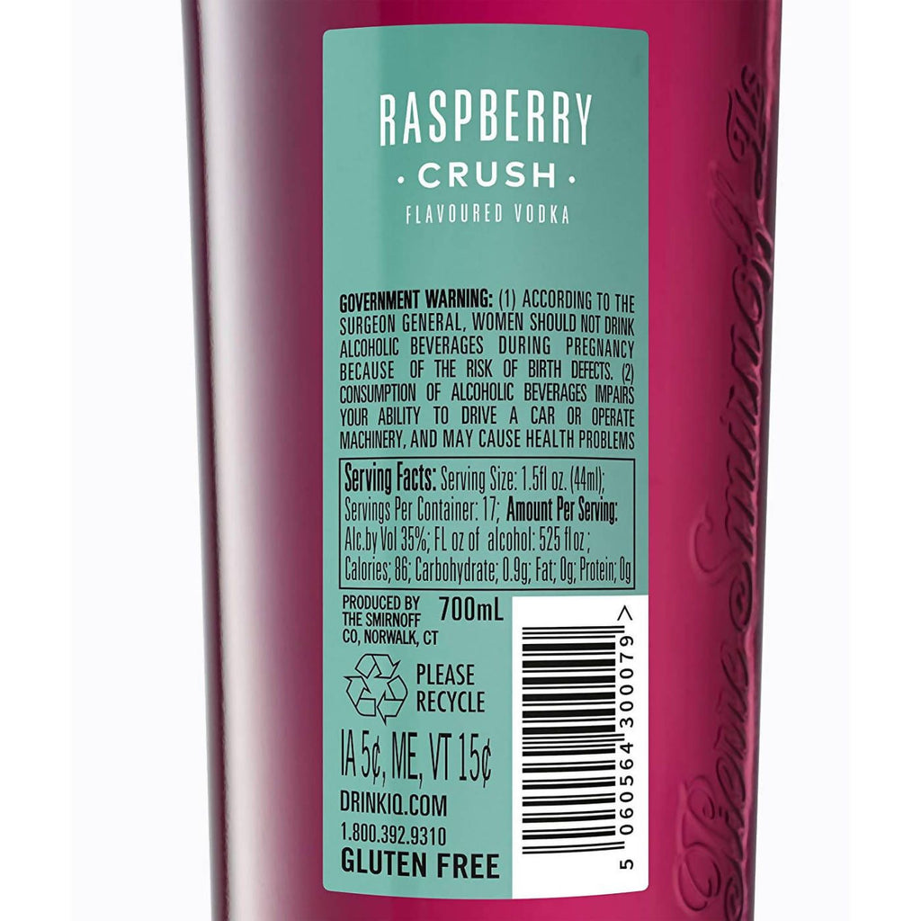 Smirnoff Vodka Raspberry Crush, 70cl 37.5%