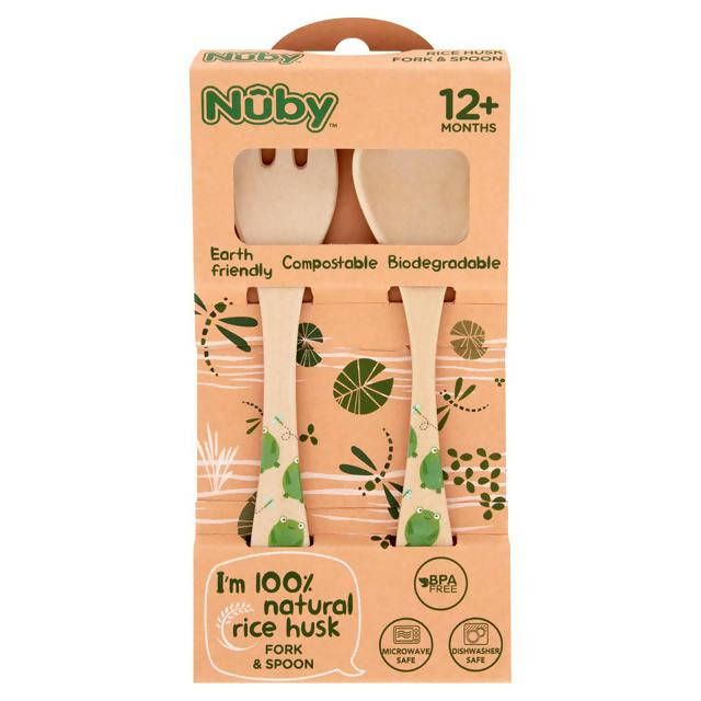 Nuby Rice Husk Fork & Spoon 12+ Months