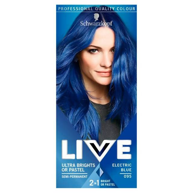 Schwarzkopf Live Ultra Brights or Pastel Semi-Permanent Hair Dye, Electric Blue 95