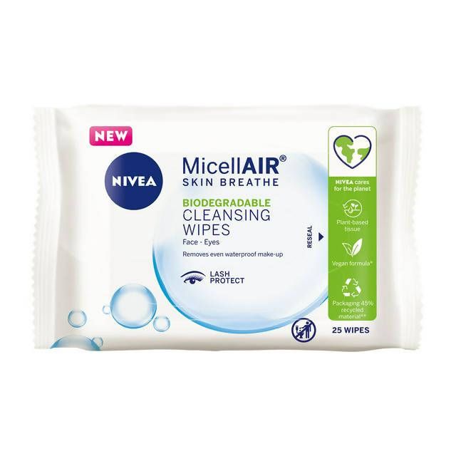 Nivea Biodegradable Micellar Cleansing Face Wipes x25 face & body skincare Sainsburys   