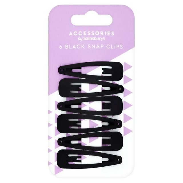 Sainsbury's Snap On Clips, Black x6 Hair accessories Sainsburys   