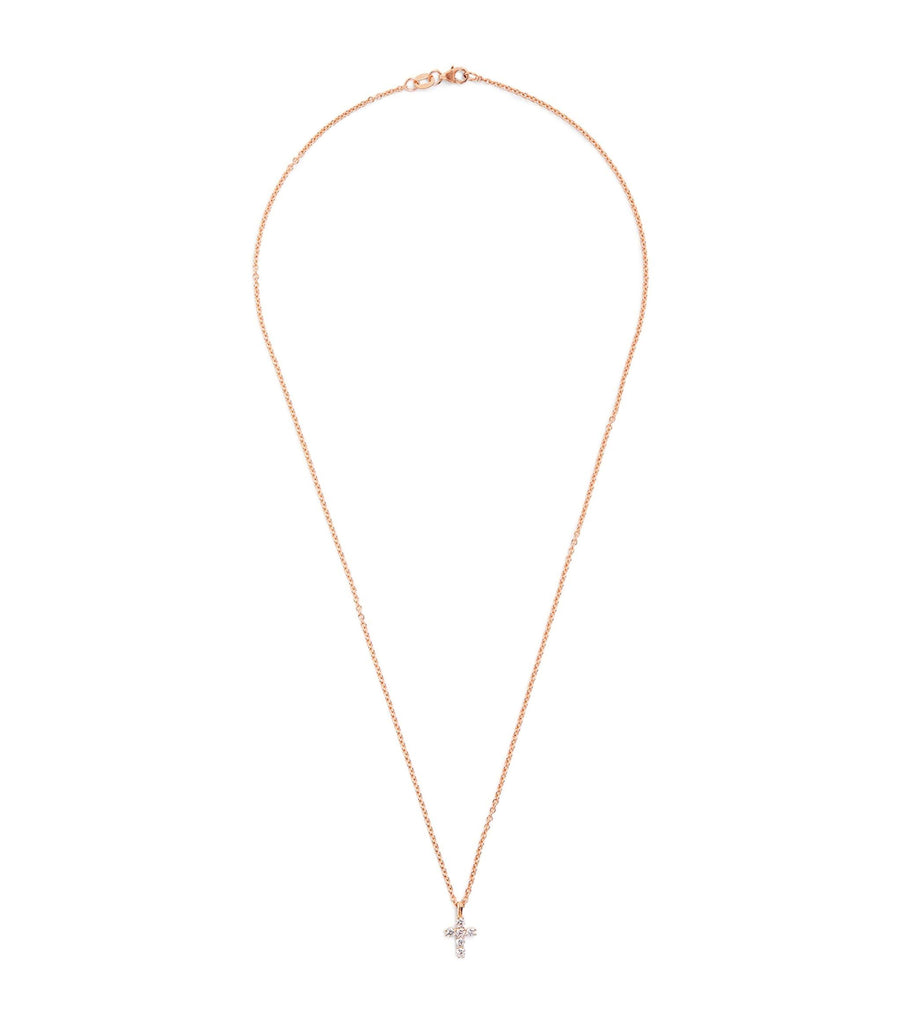 Rose Gold and Pavé Diamond Cross Necklace