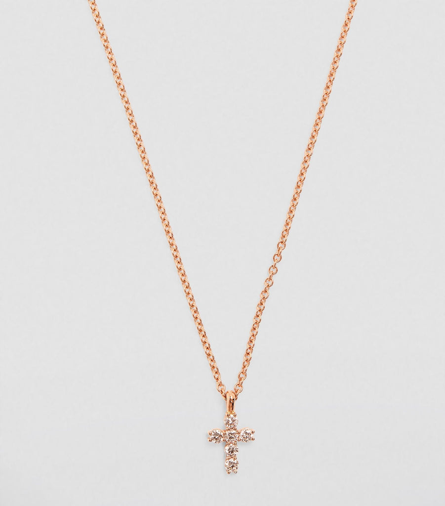 Rose Gold and Pavé Diamond Cross Necklace