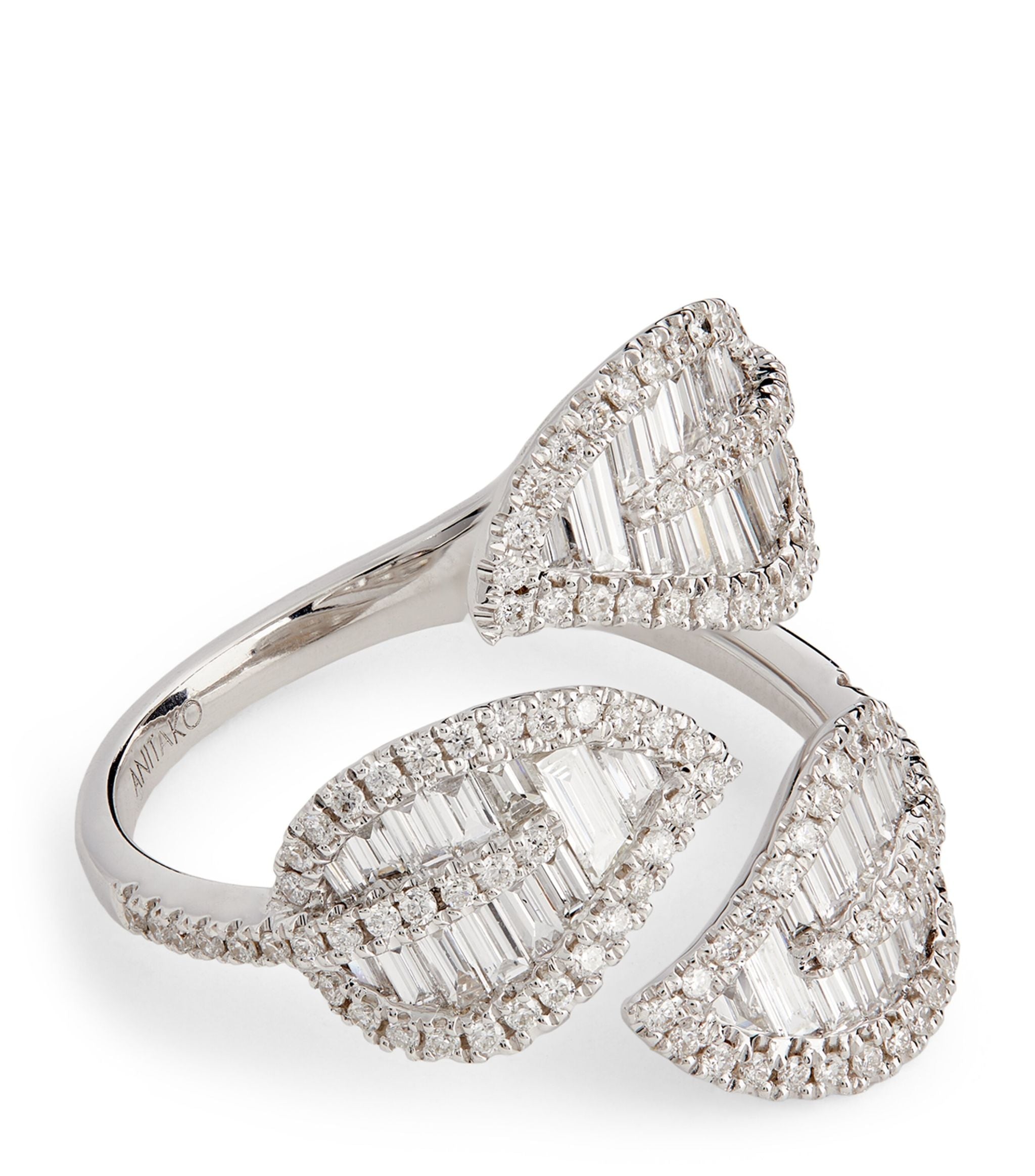 White Gold and Diamond Leaf Ring GOODS Harrods   