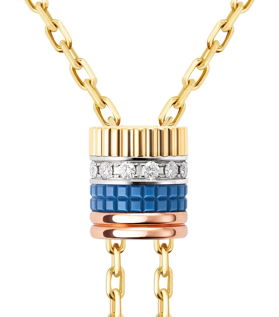 Mixed Gold and Diamond Quatre Blue Edition Necklace