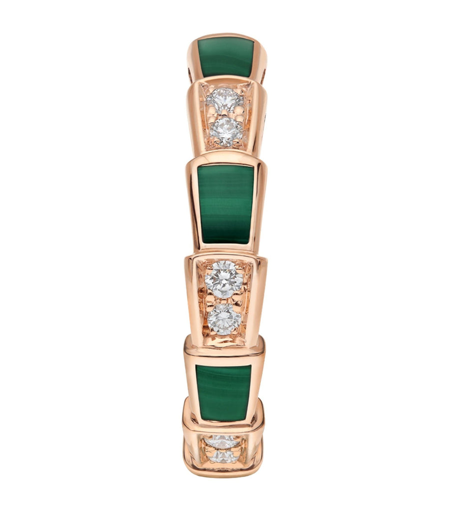 Rose Gold, Diamond and Malachite Serpenti Viper Ring