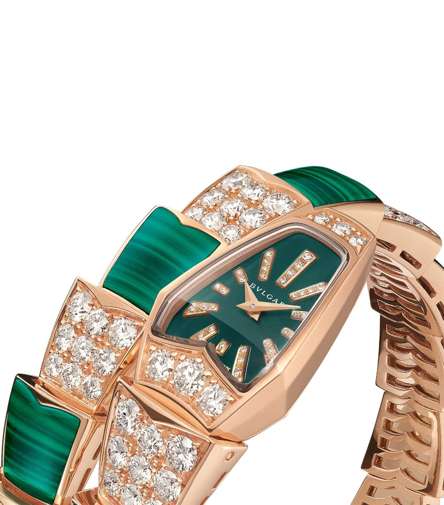 Rose Gold, Diamond and Malachite Serpenti Watch 26mm