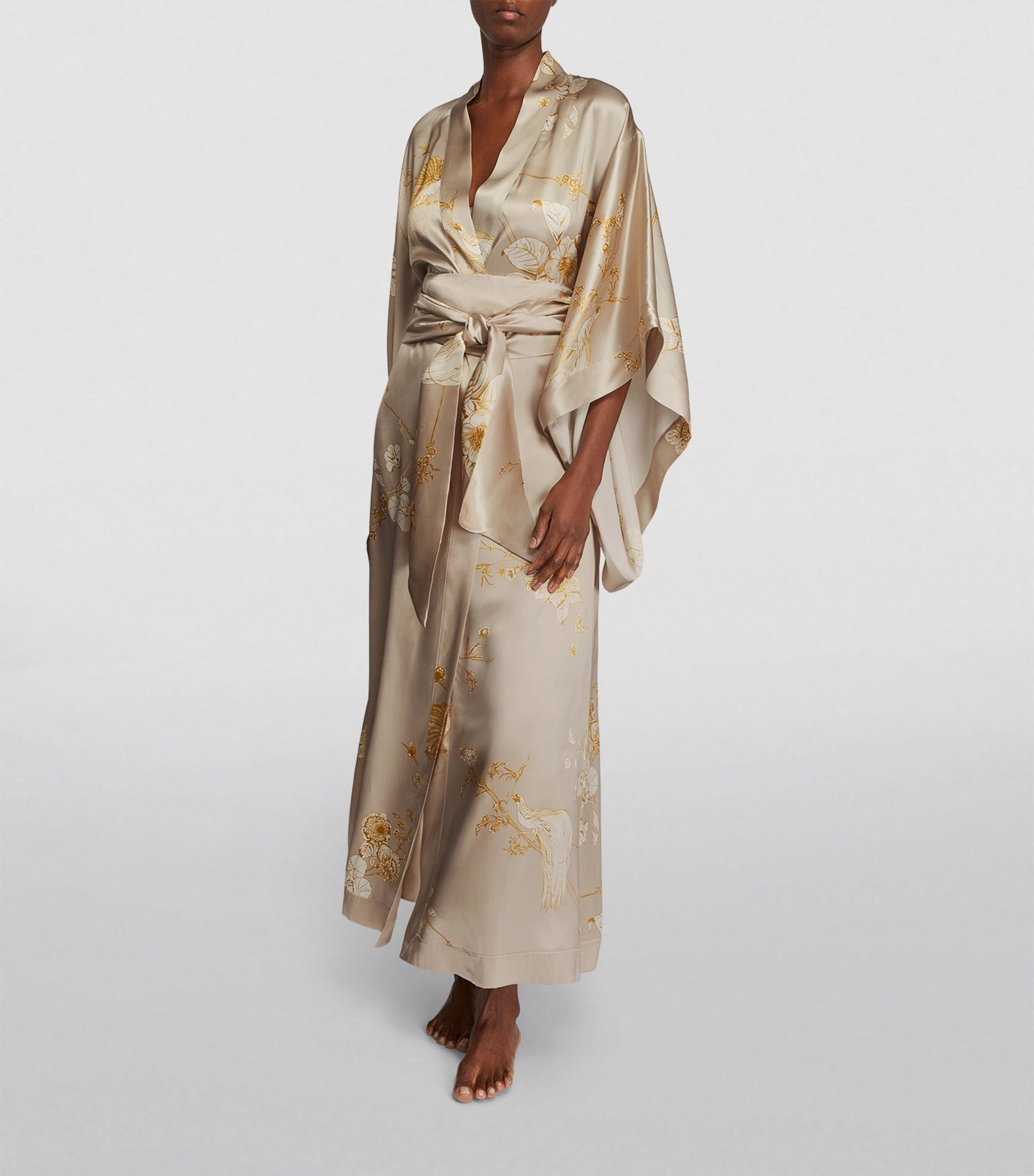 Silk Butterfly-Sleeve Long Kimono GOODS Harrods   